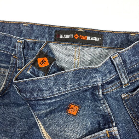 Wrangler Relaxed Fit FR Fire Resistant CAT 2 2112 Blue Denim Jeans Mens 36x38 - Picture 5 of 12